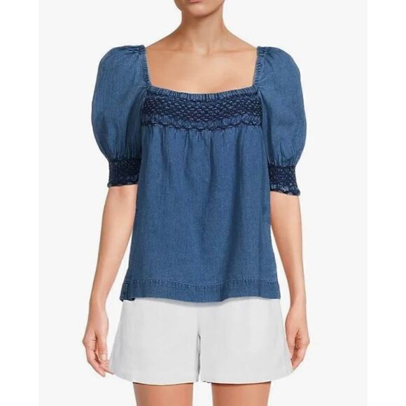 Faherty Presley 100% Organic Cotton Chambray Shirt NWT Size Small - Picture 2 of 13